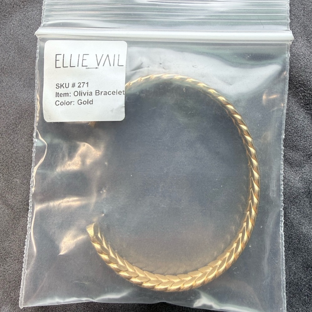 Ellie Vail Gold 18k PVD Plated Steel Water Resistant OIVIA Bangle Bracelet